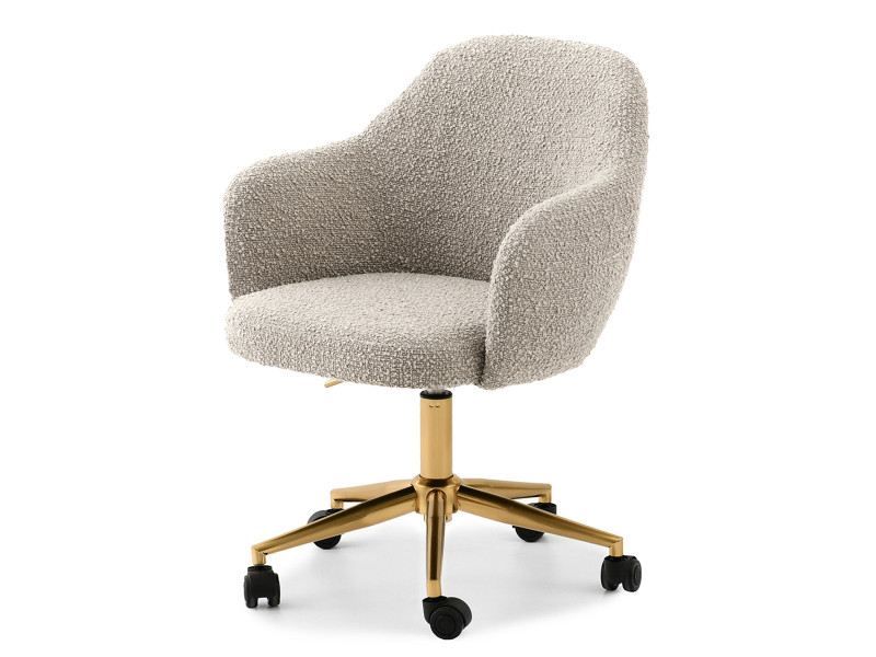 Fotel-biurowy LILLY beżowy boucle, podstawa złoty 340445