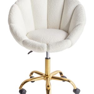 Fotel biurowy obrotowy boucle biały 662579 Fotel biurowy obrotowy boucle biały 662579