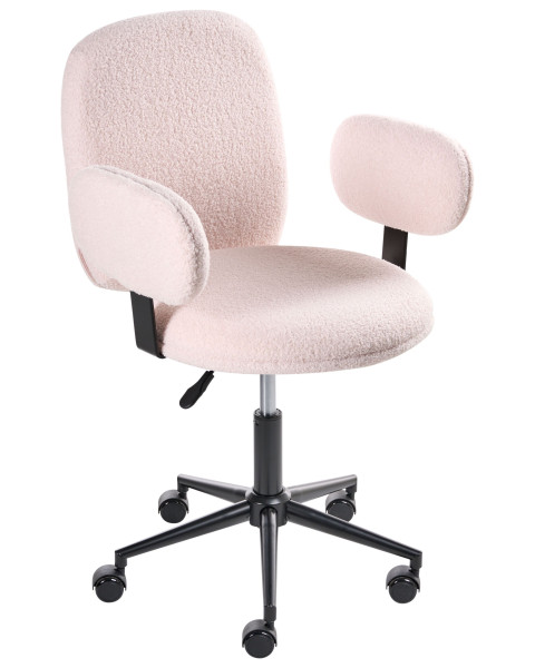 Fotel biurowy obrotowy boucle pastelowy róż 806367