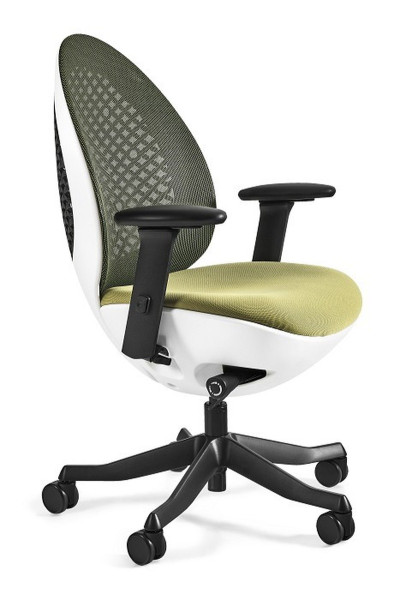 Fotel biurowy Ovo biały/olive siatka/tkanina 841418