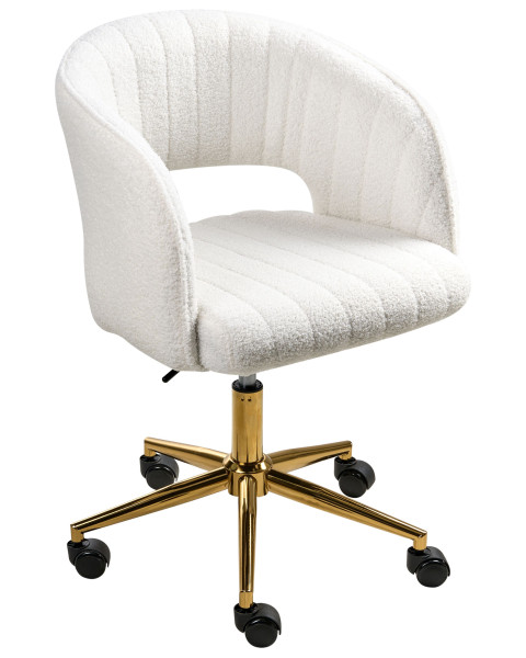 Fotel biurowy pikowany boucle złamana biel 802625