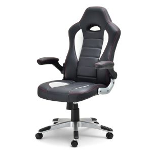 Fotel-Biurowy Racer-3-Redline Biały Skóra-Eko, Podstawa Szary 425855 Fotel-Biurowy Racer-3-Redline Biały Skóra-Eko, Podstawa Szary 425855