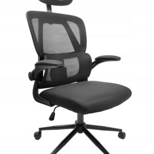 Fotel biurowy regulowany obrotowy krzesło biurowe ergonomiczny KG102 czarny 763817 Fotel biurowy regulowany obrotowy krzesło biurowe ergonomiczny KG102 czarny 763817