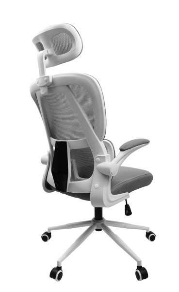 Fotel biurowy regulowany obrotowy krzesło biurowe ergonomiczny KG102 szary 763819