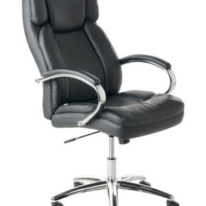 Fotel biurowy wysokie oparcie ekoskóra czarny 712055 Fotel biurowy wysokie oparcie ekoskóra czarny 712055