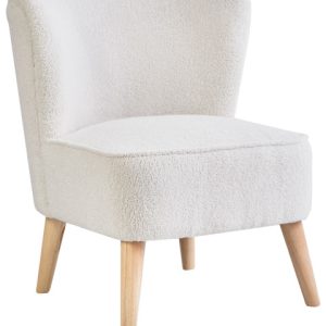 Fotel boucle drewniane nóżki złamana biel 597720 Fotel boucle drewniane nóżki złamana biel 597720