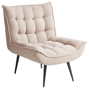 Fotel boucle metalowe nóżki beżowy 516122 Fotel boucle metalowe nóżki beżowy 516122