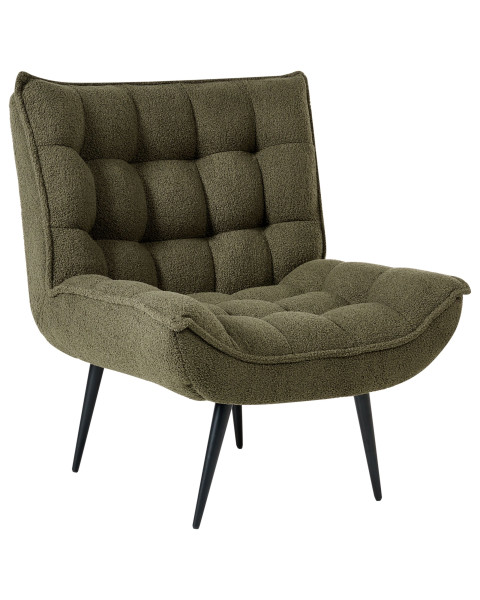 Fotel boucle metalowe nóżki ciemnozielony 775005