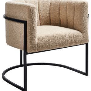 Fotel boucle nowoczesny metalowa czarna rama beż 489779 Fotel boucle nowoczesny metalowa czarna rama beż 489779