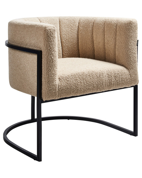 Fotel boucle nowoczesny metalowa czarna rama beż 489779