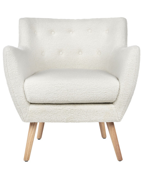 Fotel boucle retro biały 433388