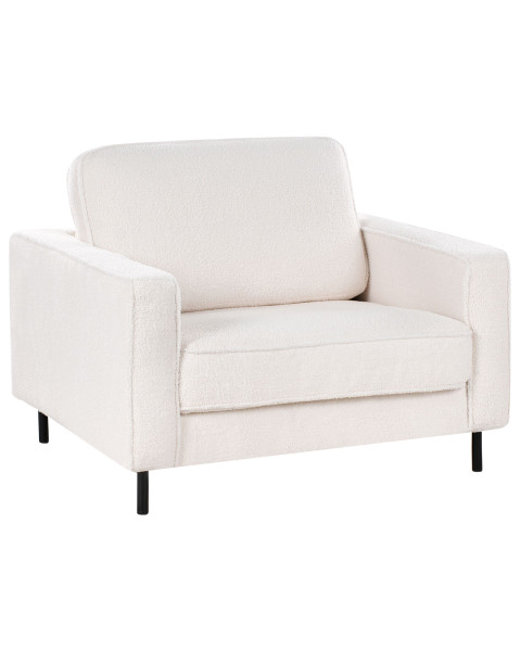 Fotel boucle tapicerowany biały 597730