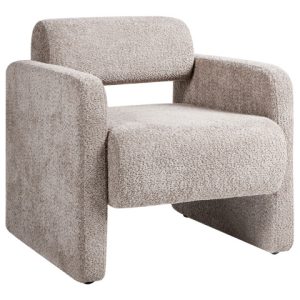 Fotel boucle w stylu retro beżowy 598677 Fotel boucle w stylu retro beżowy 598677