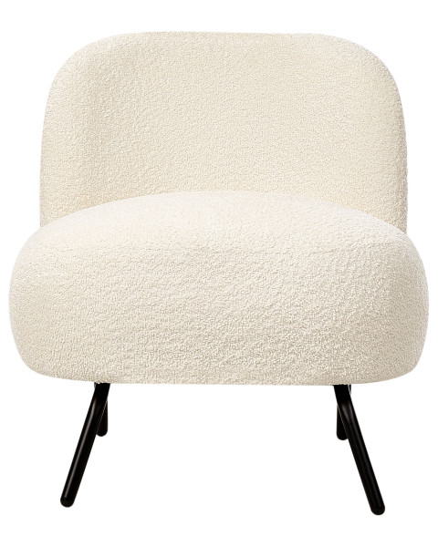 Fotel boucle w stylu retro złamana biel 436551