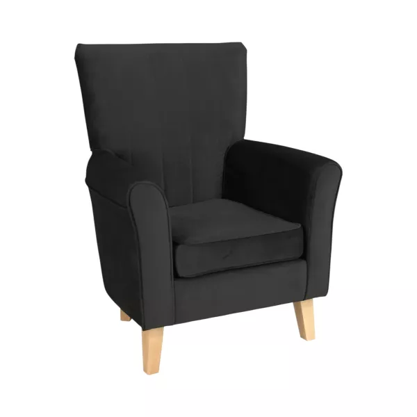 Fotel Bristol Czarny Welur Wysokie Oparcie Wygodny do Salonu 1055342