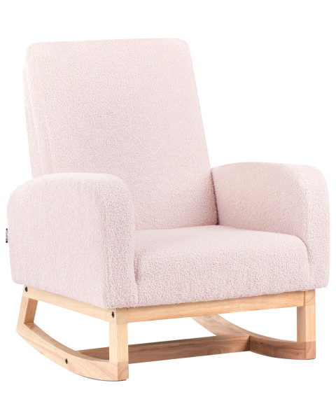 Fotel bujany boucle dla dzieci pastelowy róż 711793