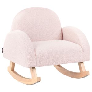 Fotel bujany boucle dla dzieci pastelowy róż 711782 Fotel bujany boucle dla dzieci pastelowy róż 711782