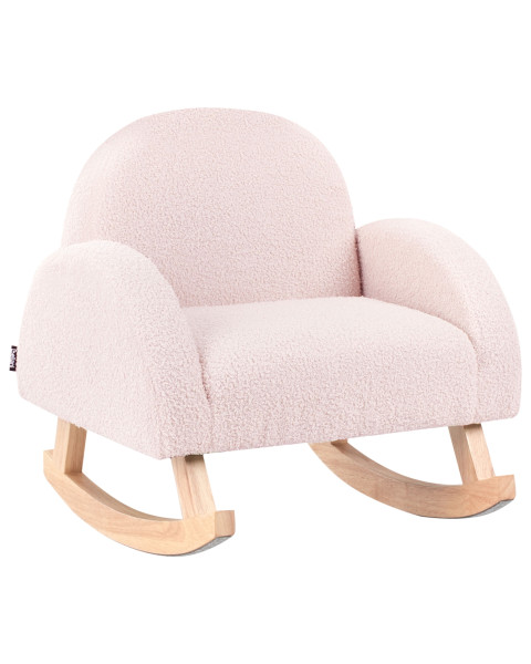 Fotel bujany boucle dla dzieci pastelowy róż 711782