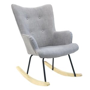 FOTEL BUJANY Helsinki szary płozy z drewna nowoczesny 652326
