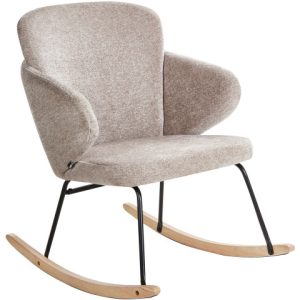 Fotel bujany krzesło tapicerowany beżowoszary 653387