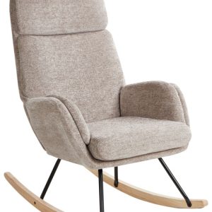 Fotel bujany krzesło tapicerowany beżowoszary 653393