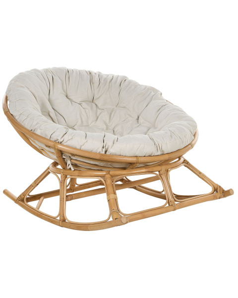 Fotel bujany rattanowy naturalny z jasnobeżowym 280497