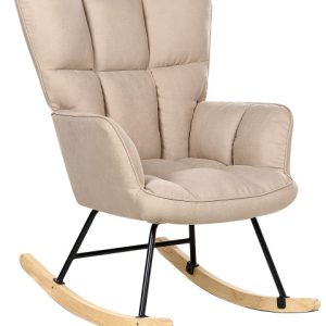 Fotel bujany tapicerowany beżowy 653396