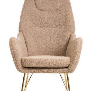 Fotel bujany tapicerowany boucle metalowe nogi beżowy 775006 Fotel bujany tapicerowany boucle metalowe nogi beżowy 775006