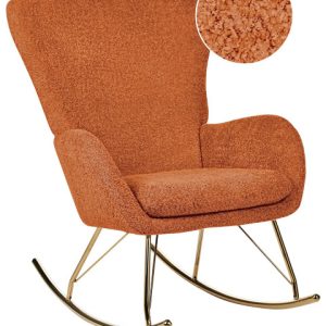Fotel bujany tapicerowany boucle pomarańczowy 280491 Fotel bujany tapicerowany boucle pomarańczowy 280491