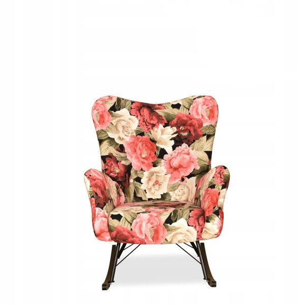 Fotel Bujany Uszak Skandynawski Luna Print - Kwiatowy Design 161364