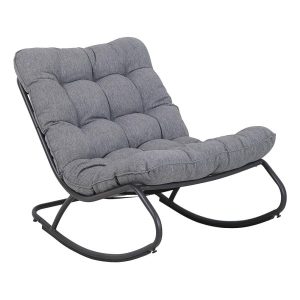 Fotel Bujany VIBE Ogrodowy z Poduszką Stalowy Czarny Szary 115 Cm 936932 Fotel Bujany VIBE Ogrodowy z Poduszką Stalowy Czarny Szary 115 Cm 936932