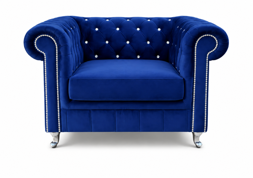 Fotel Chesterfield Asti glamour granatowy tapicerowany nowoczesny stylowy 959342
