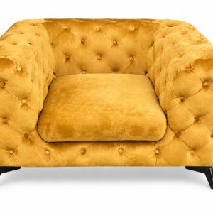 Fotel Chesterfield Moet miodowy pikowany głębokie siedzisko stylowy 959340
