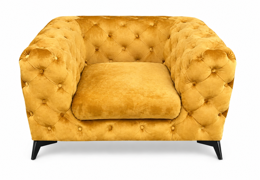 Fotel Chesterfield Moet miodowy pikowany głębokie siedzisko stylowy 959340