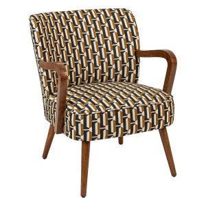 FOTEL Chiara brązowy WZÓR W STYLU RETRO wysokie nogi 459986