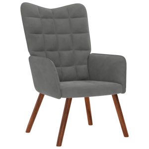 Fotel ciemnoszary obity aksamitem 858401