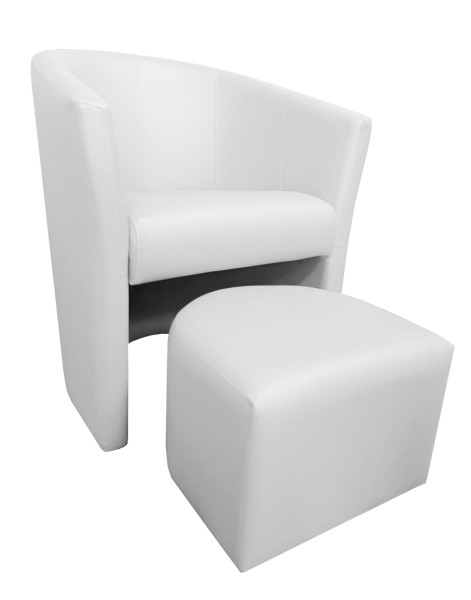Fotel Club z podnóżkiem D10 Biały 126749