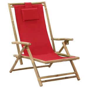 Fotel Czerwony Bambus vidaXL 267171