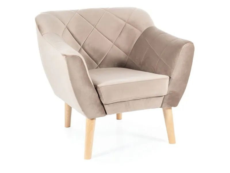 Fotel do salonu Karo 1 Velvet ciemny beż buk 949504
