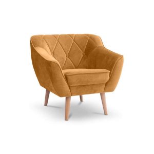 Fotel drewnianymi nogami wygodny do salonu – CARO 1 miodowy 344033 Fotel drewnianymi nogami wygodny do salonu – CARO 1 miodowy 344033