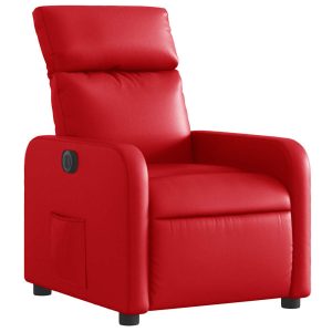 Fotel Elektryczny Rozkładany Czerwony Obity Sztuczną Skórą Komfortowy 783698 Fotel Elektryczny Rozkładany Czerwony Obity Sztuczną Skórą Komfortowy 783698