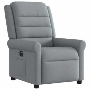 Fotel Elektryczny Rozkładany Jasnoszary Obity Tkaniną Komfortowy Do Salonu 784256 Fotel Elektryczny Rozkładany Jasnoszary Obity Tkaniną Komfortowy Do Salonu 784256