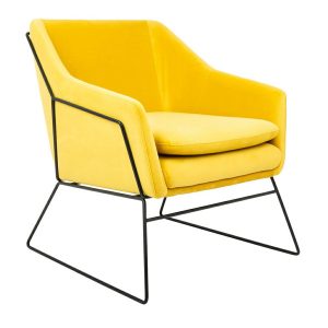 Fotel EMMA VELVET żółty welur – podstawa metal czarna 185952 Fotel EMMA VELVET żółty welur – podstawa metal czarna 185952