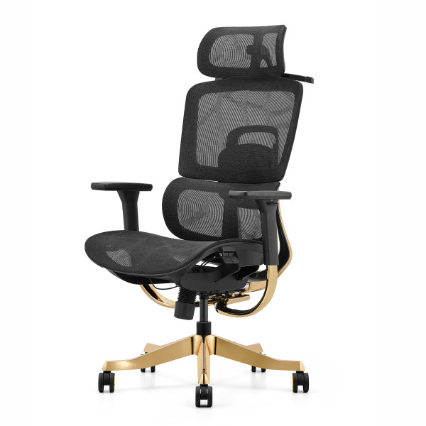 Fotel ergonomiczny ANGEL biurowy obrotowy Glamour Gold 375949