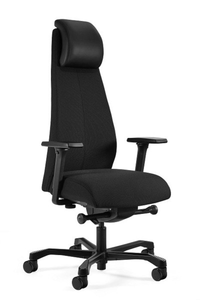 Fotel ergonomiczny Tria czarny tkanina eko-skóra 946992