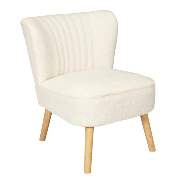 FOTEL Erika biały boucle styl skandynawski drewniane nogi 652323