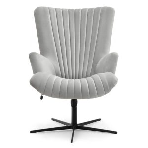 Fotel Esla Jasnoszary Welur, Podstawa Czarny 333815 Fotel Esla Jasnoszary Welur, Podstawa Czarny 333815