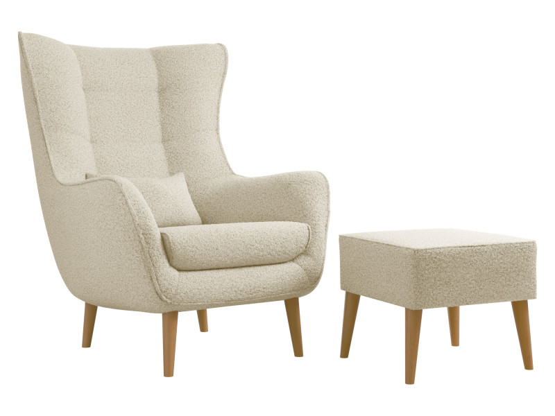 Fotel Estjano Boucle z podnóżkiem 963493