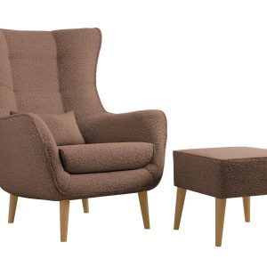 Fotel Estjano Boucle z podnóżkiem 963494 Fotel Estjano Boucle z podnóżkiem 963494