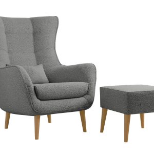 Fotel Estjano Boucle z podnóżkiem 963495 Fotel Estjano Boucle z podnóżkiem 963495